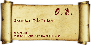 Okenka Márton névjegykártya